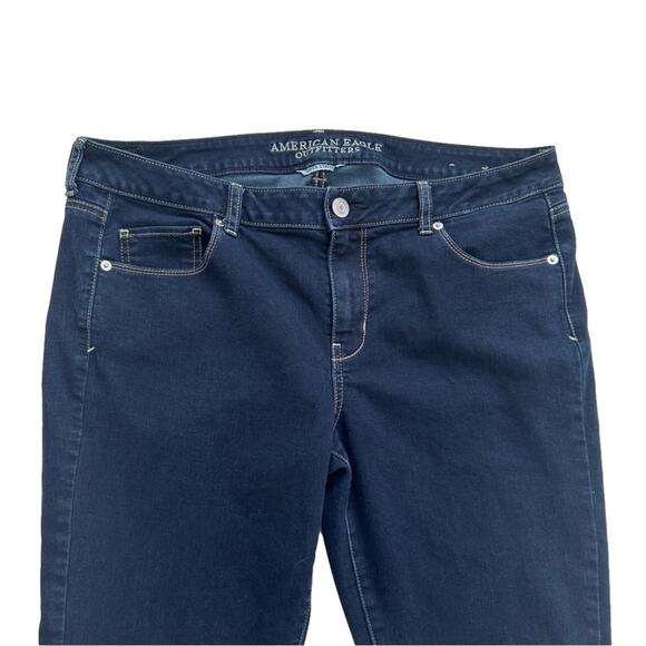 American Eagle Jeans Dark Wash Super Stretch Straight Leg Denim Size 16 Long - Picture 3 of 11